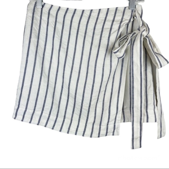 Theory Stripe Wrap Tie Mini Skirt - Picture 6 of 8